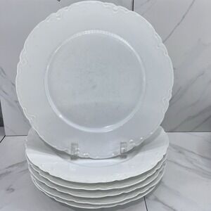 (6) Vintage M.Z. Austria Dinner Plates Scalloped White 9.5"